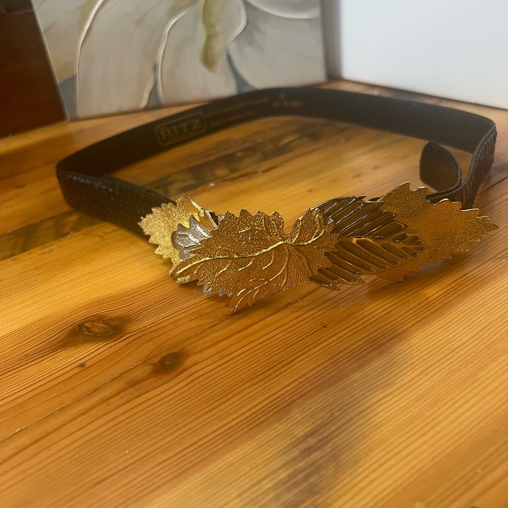 Accessocraft nyc gold Leaf buckle  vintage the ritz belt genuine snake skin